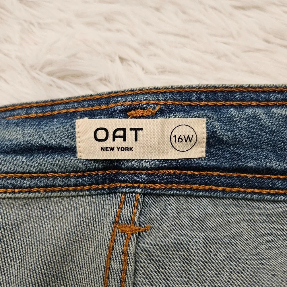 NWOT OAT‎ NY Women's Sz 16W Med Wash High Rise Wide Leg Cropped Jeans - Picture 10 of 12